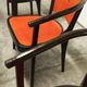Table and 6 armchairs Baumann Diese, design Pagnon Pelhaître, Wenge color and red,