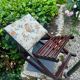 Folding footrest with vintage embroidery