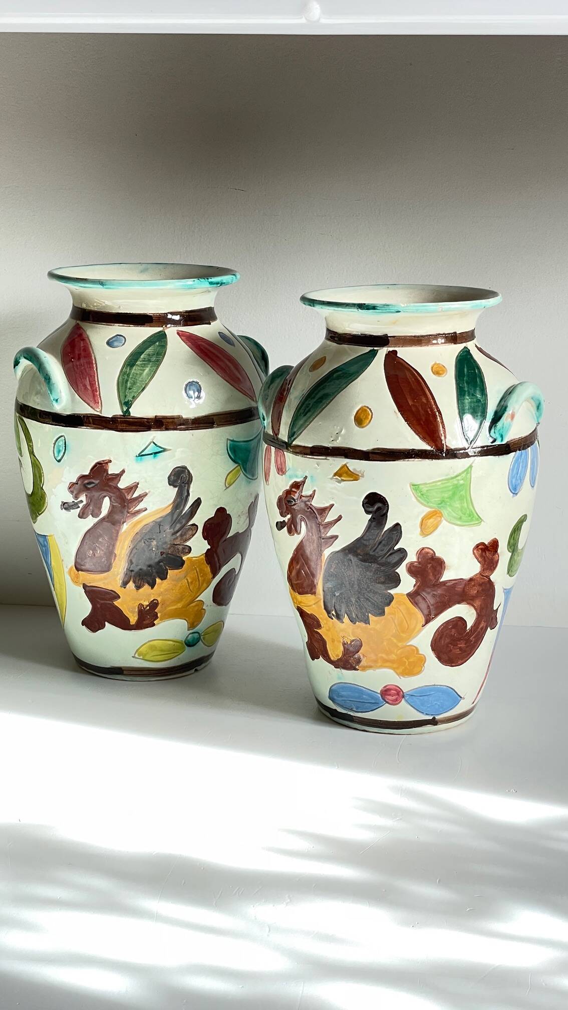 Vases vintage italy motif dragon
