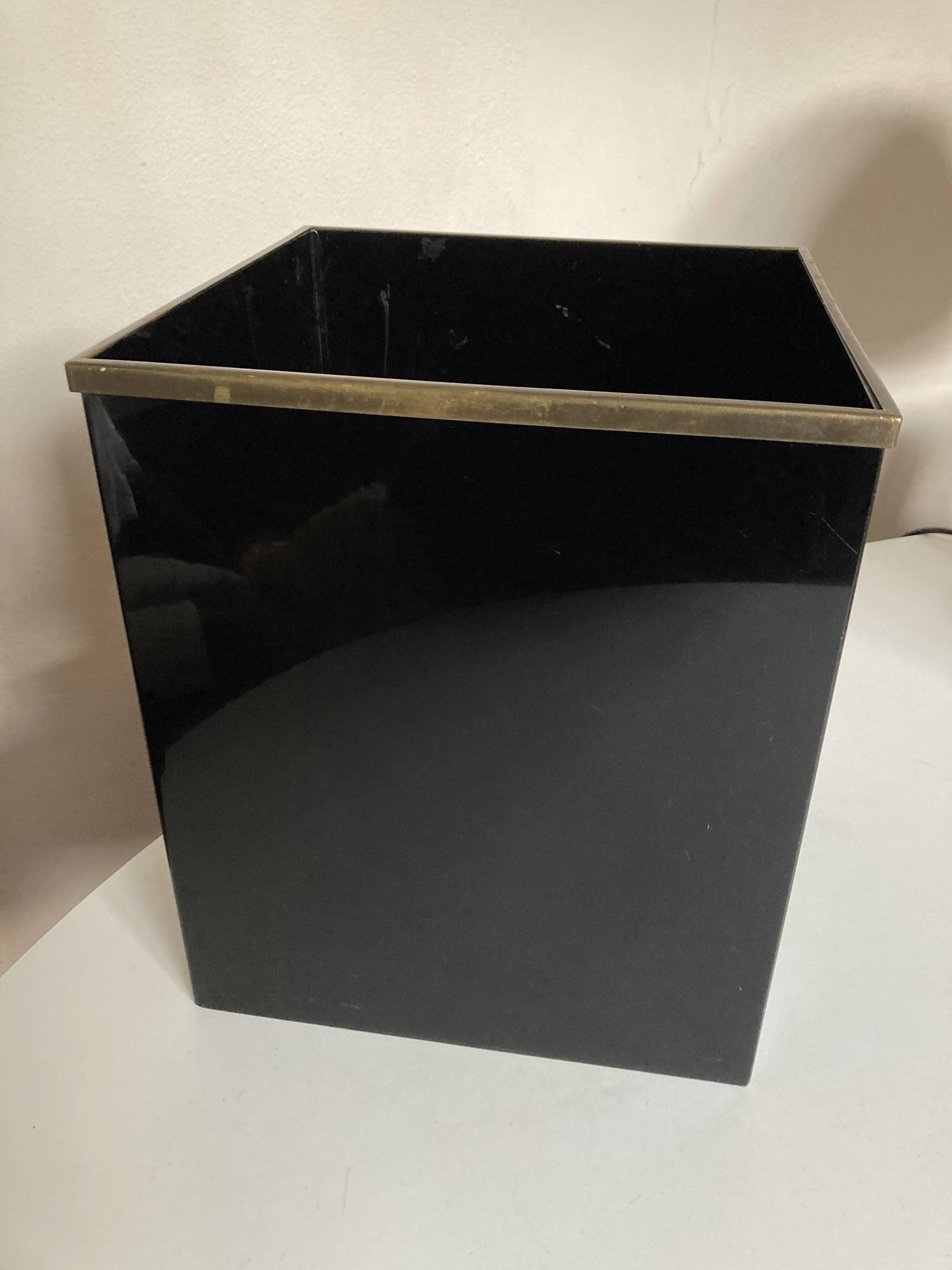 Christian Dior Maison 1970 Black Lucite Waste Paper Basket