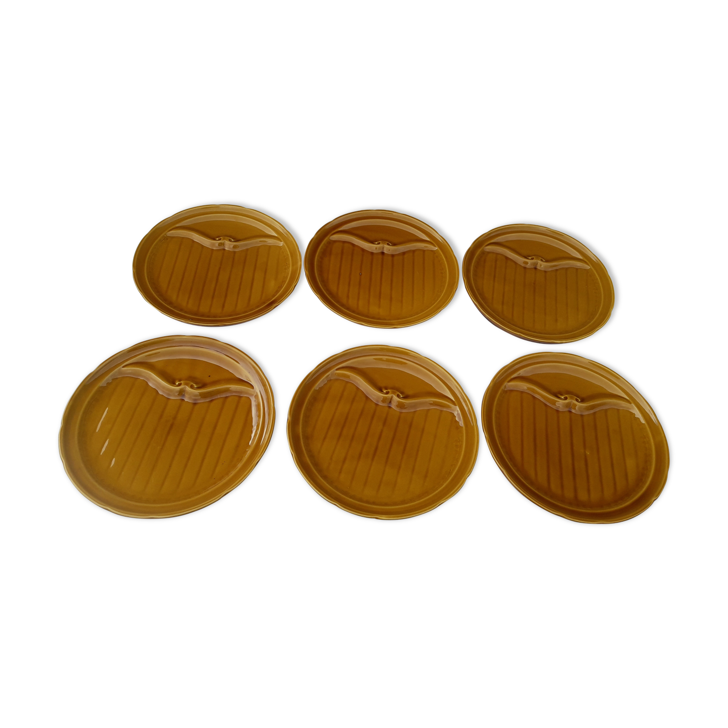 Set de 6 assiettes à asperges en faïence de Gien