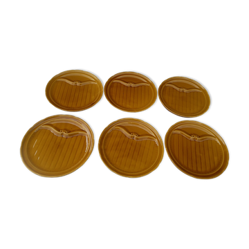 6 Gien earthenware asparagus plates