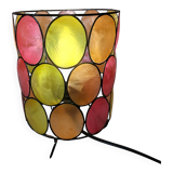 Bohemian mood lamp in Capiz shell and metal - Asian crafts