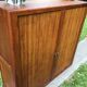Low cupboard / curtain 1950 vintage blond oak buffet
