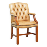 Cowhide Leather Chesterfield Dining / Side Chair in English Style