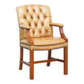 Chaise de salle à manger/d'appoint Chesterfield en cuir de vache de style anglais