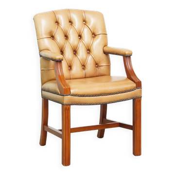 Cowhide Leather Chesterfield Dining / Side Chair in English Style