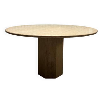 Round travertine dining table, Italy