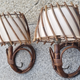 Pair of rattan bamboo sconces,  vintage, 60s
