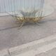 Vintage gold metal coffee table and glass top