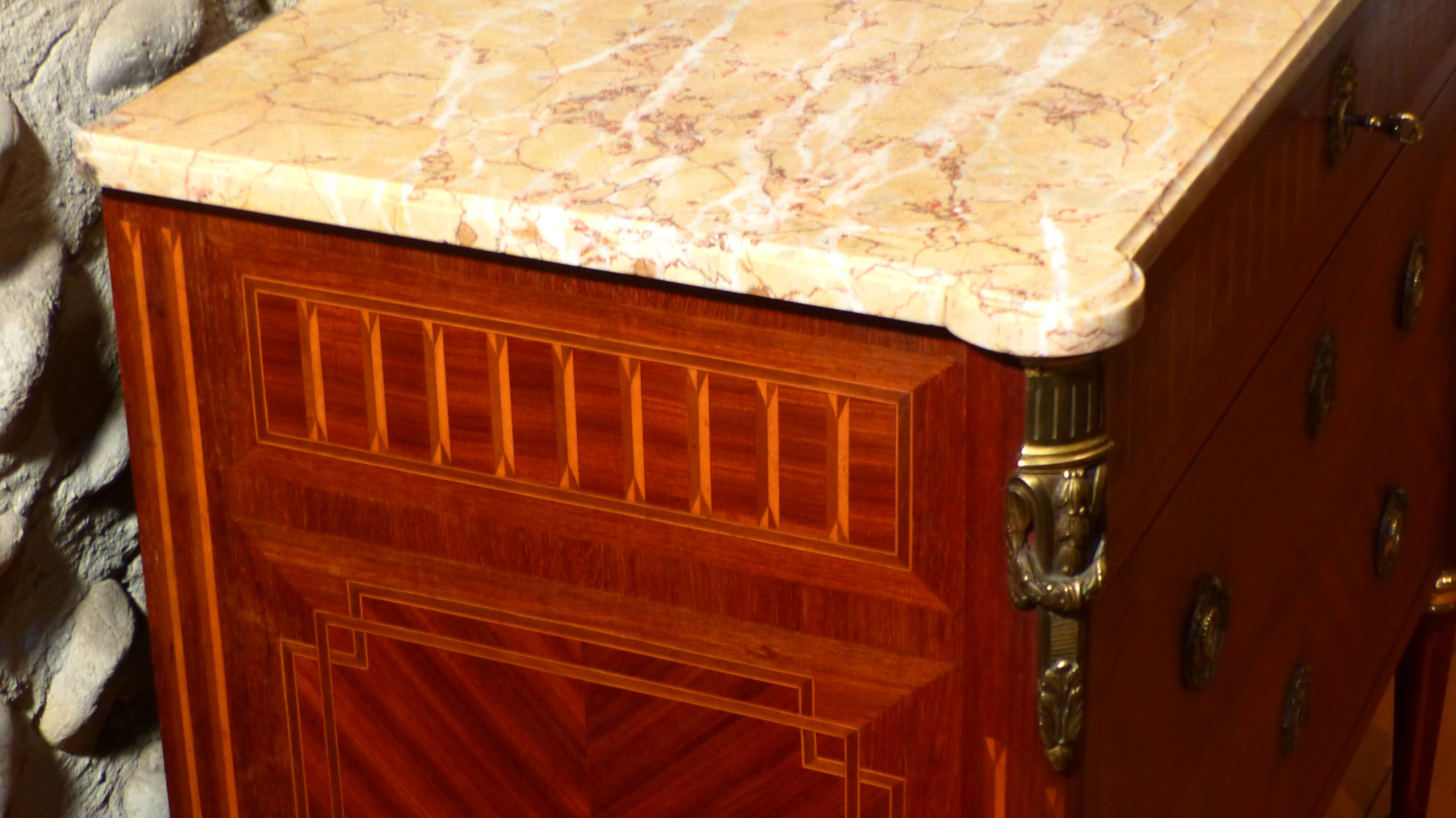 Louis XVI-style dresser marked on marble