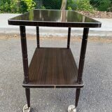 Double-tray rosewood serving trolley on casters 83cm