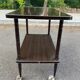 Double-tray rosewood serving trolley on casters 83cm