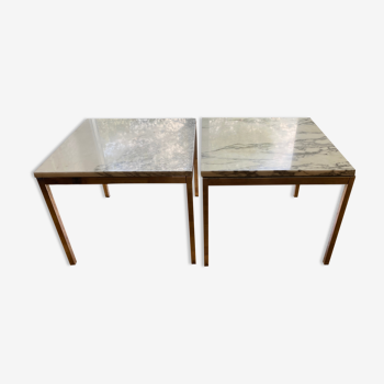 Pair of white marble coffee tables Florence Knoll