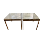Pair of white marble coffee tables Florence Knoll
