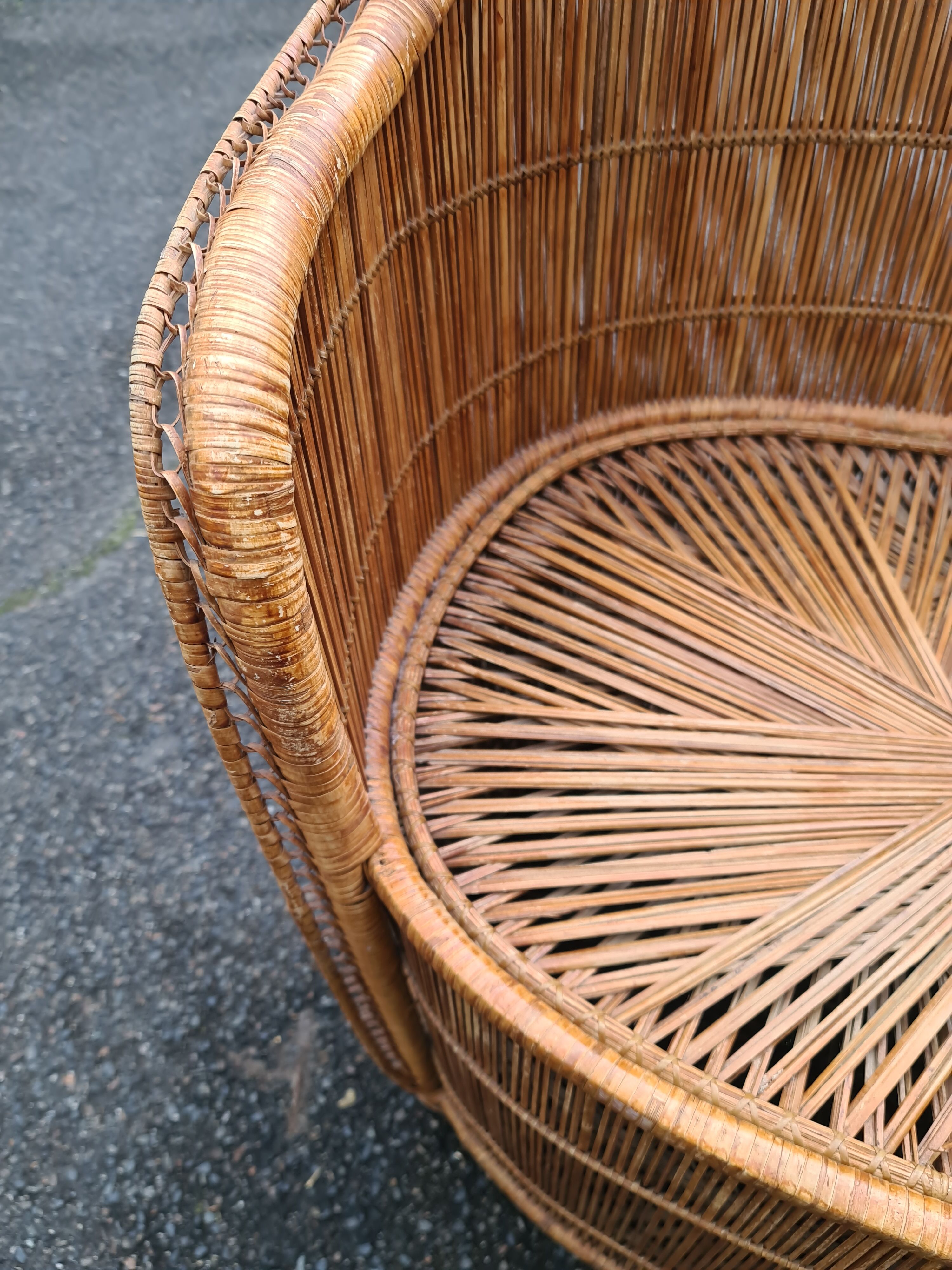 Bench rattan armchair model tablet phone 1960