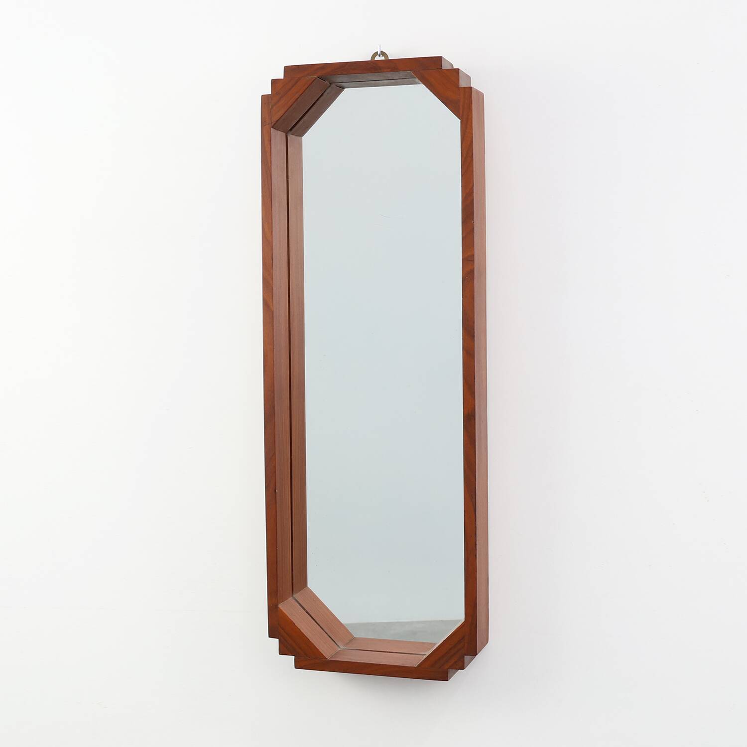 Geometric octagonal wooden Art Deco mirror, Italy ca. 1925