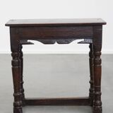 Signed Antique English Oak Joint Stool / Stool from the 17th Century
