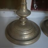 Pair of chiselled candlesticks