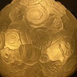 Plafonnier Art Nouveau en verre mouluré et bronze