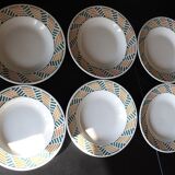 Set of 6 plates from the New Givors Earthenware Factory "Gisèle"