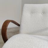 Pair of Jaroslav Smidek armchairs for Ton Bystrice restored in white buckle 1960