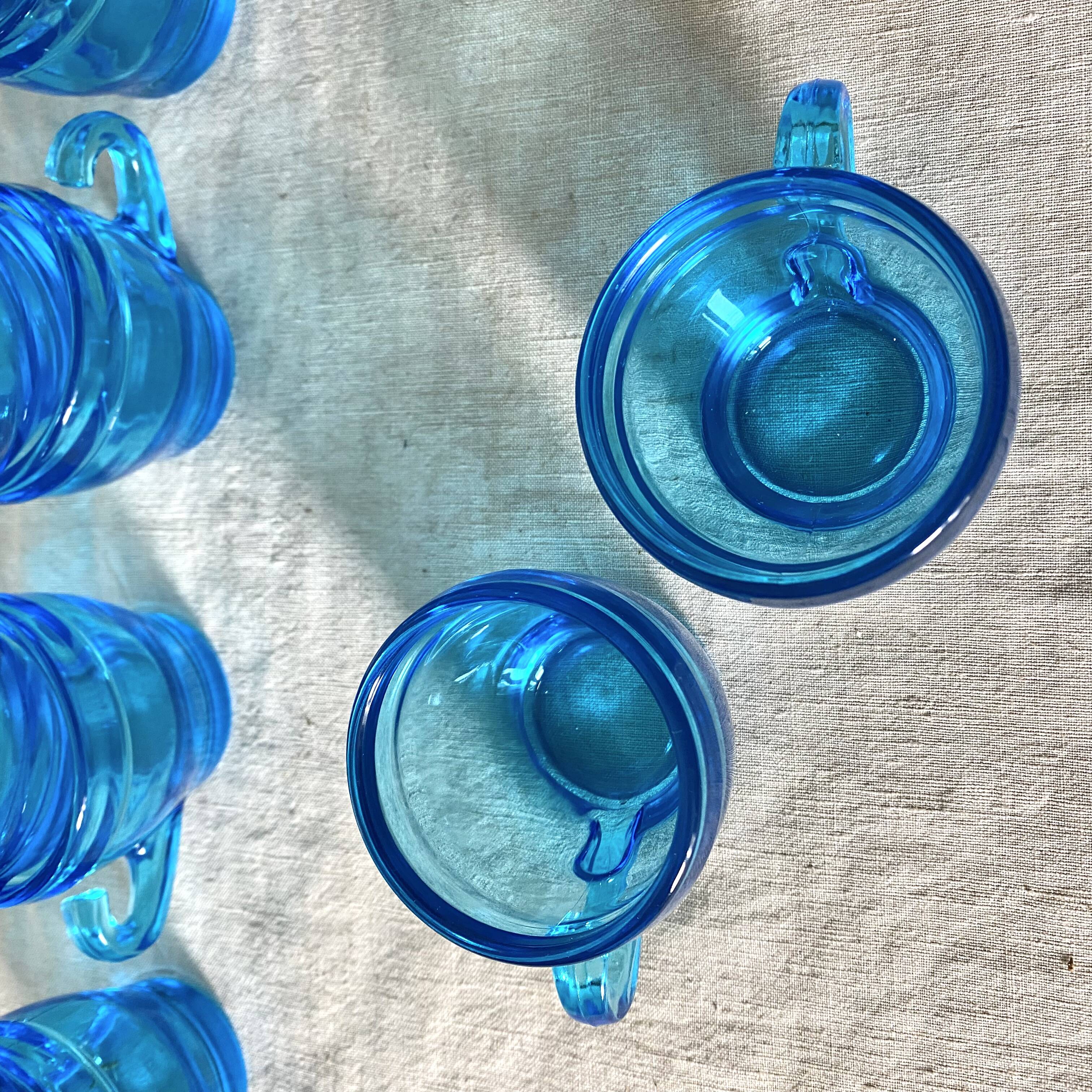Vintage blue glass coffee cups