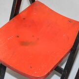 Red and black wooden folding chair By Egon Eiermann, Set of 4 chairs