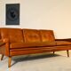 Canapé Svend Skipper vintage danois des années 60 en cuir cognac pour 3 personnes.