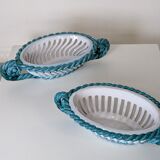 Set of 2 twisted earthenware fruit baskets by Sainte Radegonde, 50s
