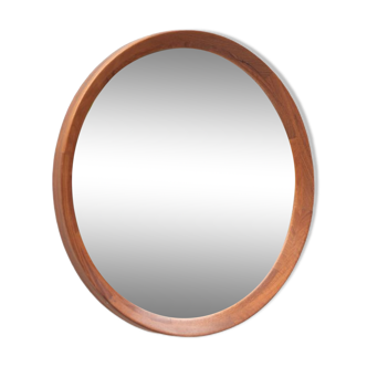 Round mirror in teak Holland 1960s 46cm