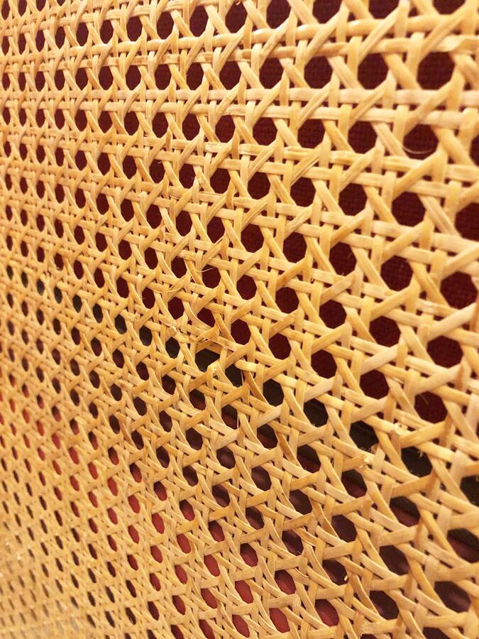 Pair of vintage wooden and caned armchairs – 1980