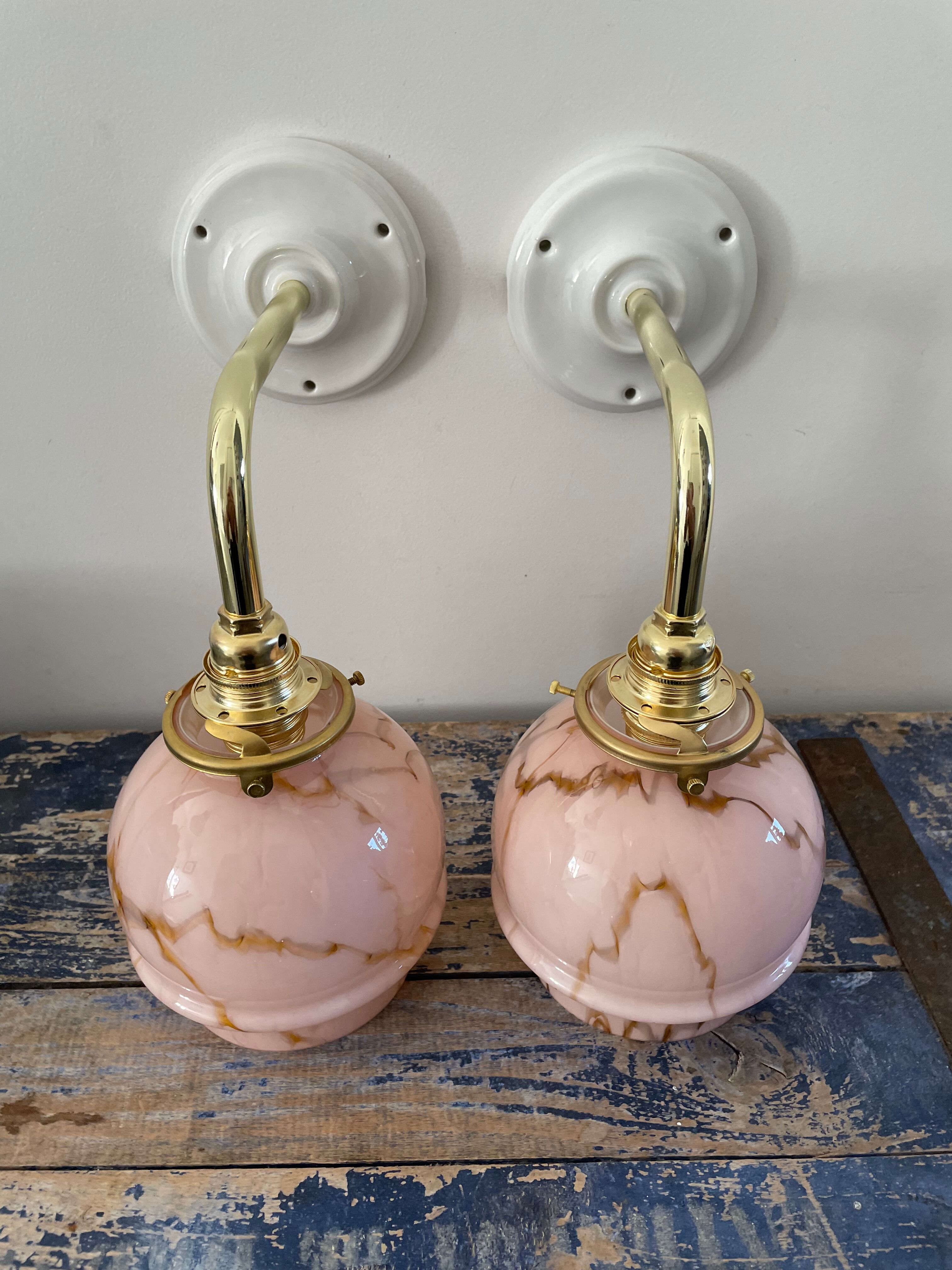 Pair of newly electrified art deco wall lamps