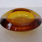 Amber and Blue Sklo Union Glass Ashtrays by Rudolf Jurnikl, Czechoslovakia, 1960s, Set of 2