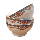 Set 3 bols porcelaine guirlande de fleurs