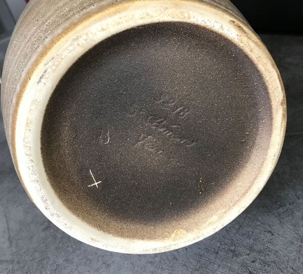 Grand vase en céramique effet rupestre de saint clément décor de mammouth 38 cm