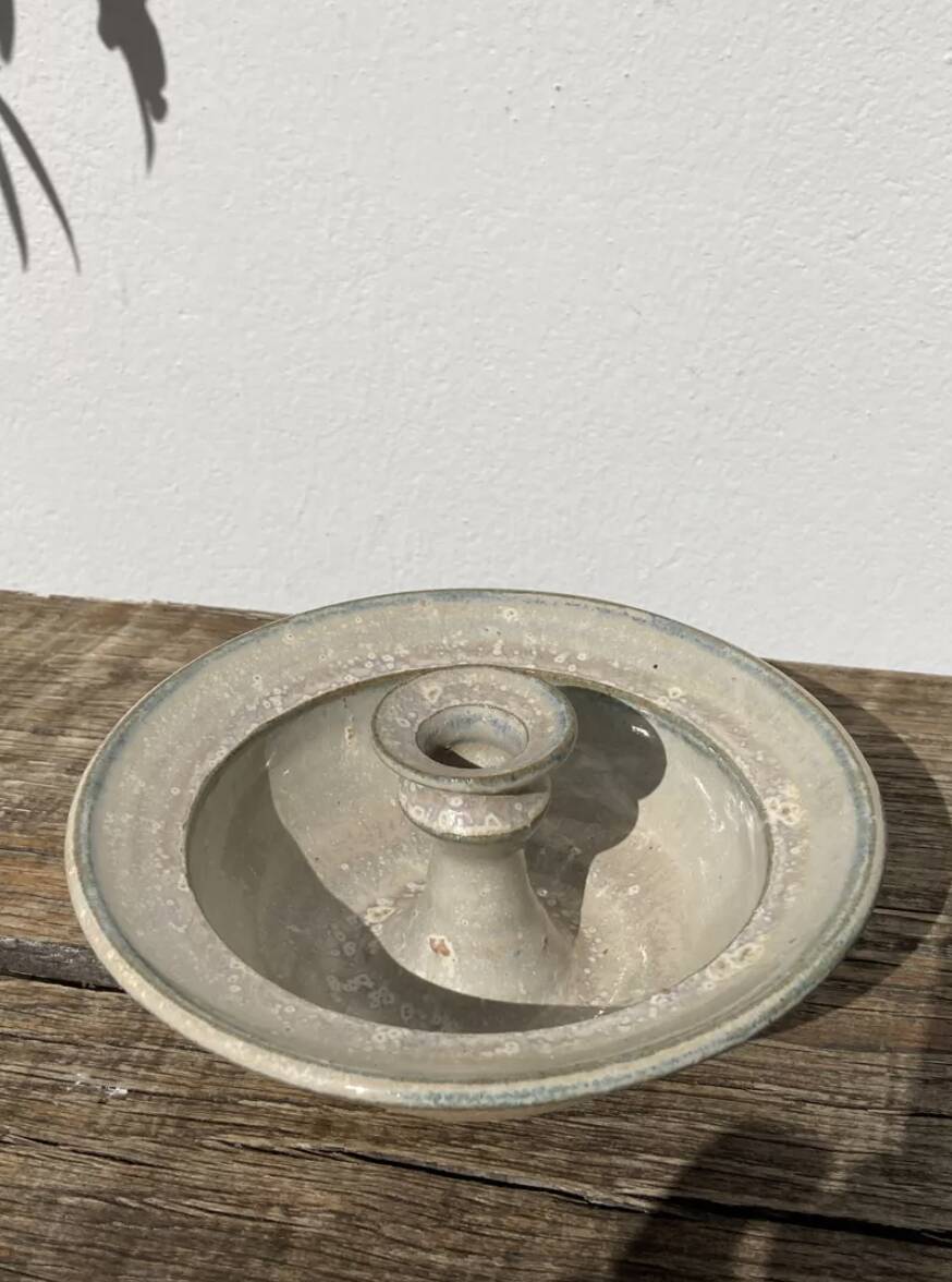 Enamelled stoneware candle holder 1970