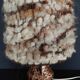 Vintage bedside lamp with wool shade and varnished terracotta base from the 60s