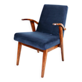 Fauteuil vintage 300-123, design M. Puchała bleu marine
