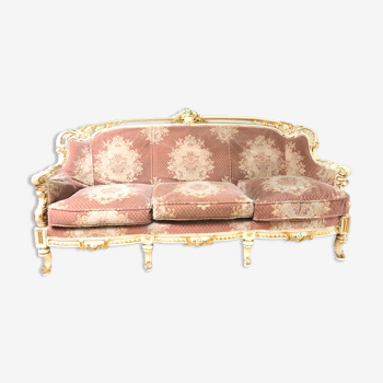 Canapé antique d’origine ST Louis XIV 3 places polychroom 80 X90X 200 cm