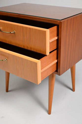 Nightstands with Glass Tops, Germany, Set of 2