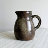 Brown handcrafted stoneware pitcher, natural finish, rustic style