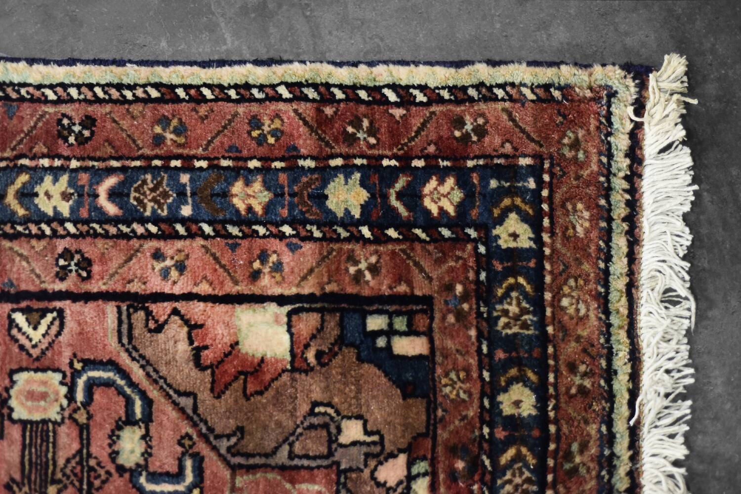 Vintage Hand-Woven Oriental Middle Eastern Zanjan Hamadan Rug, 1960s