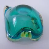 Brown & Turquoise Sommerso Murano Glass Ashtray, Italy, 1960s