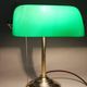 1930s Art Deco Brass  Banker Table Lamp with Glass Shade, Czechoslovakia