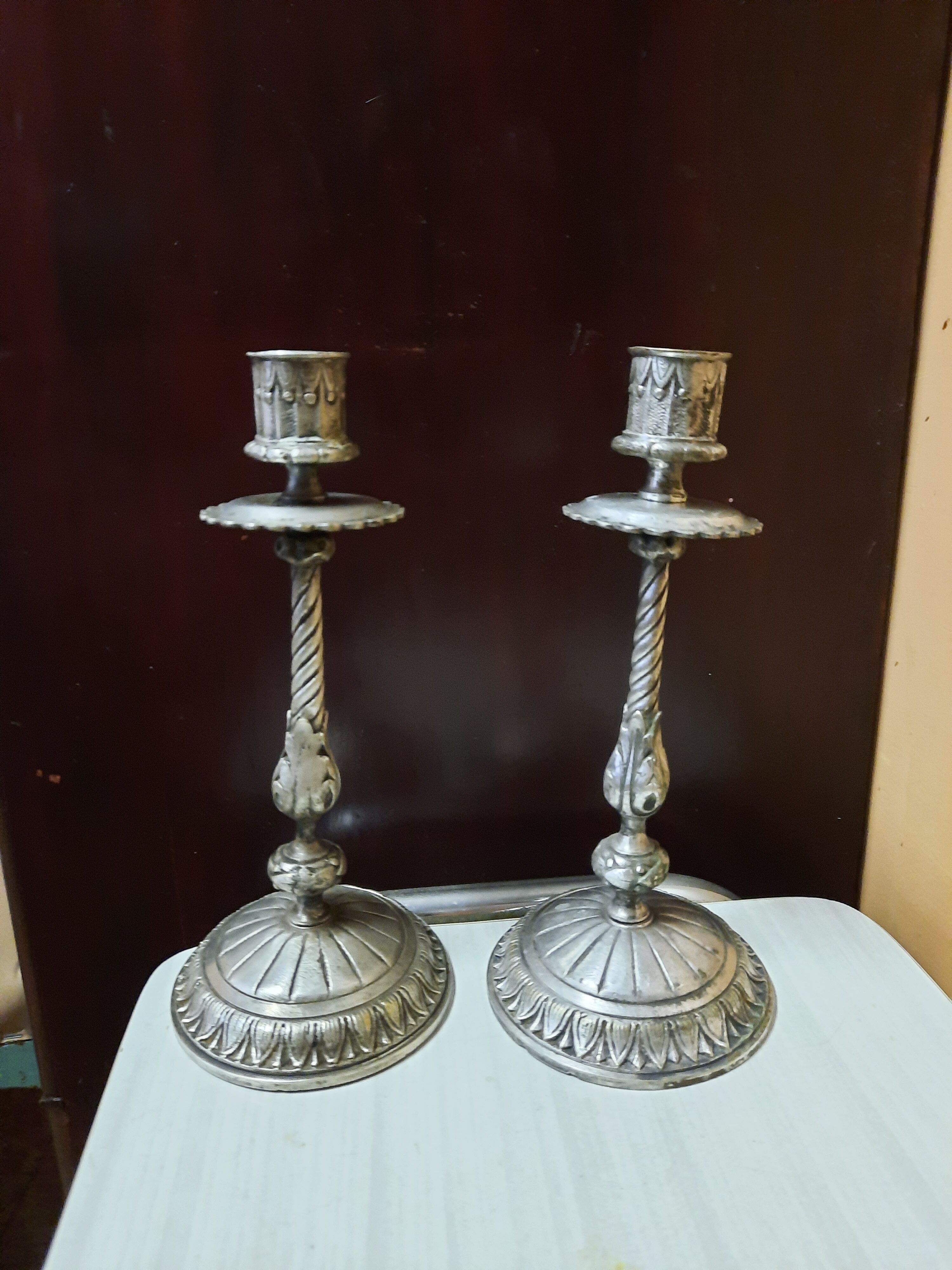 Pair of silver candle holders