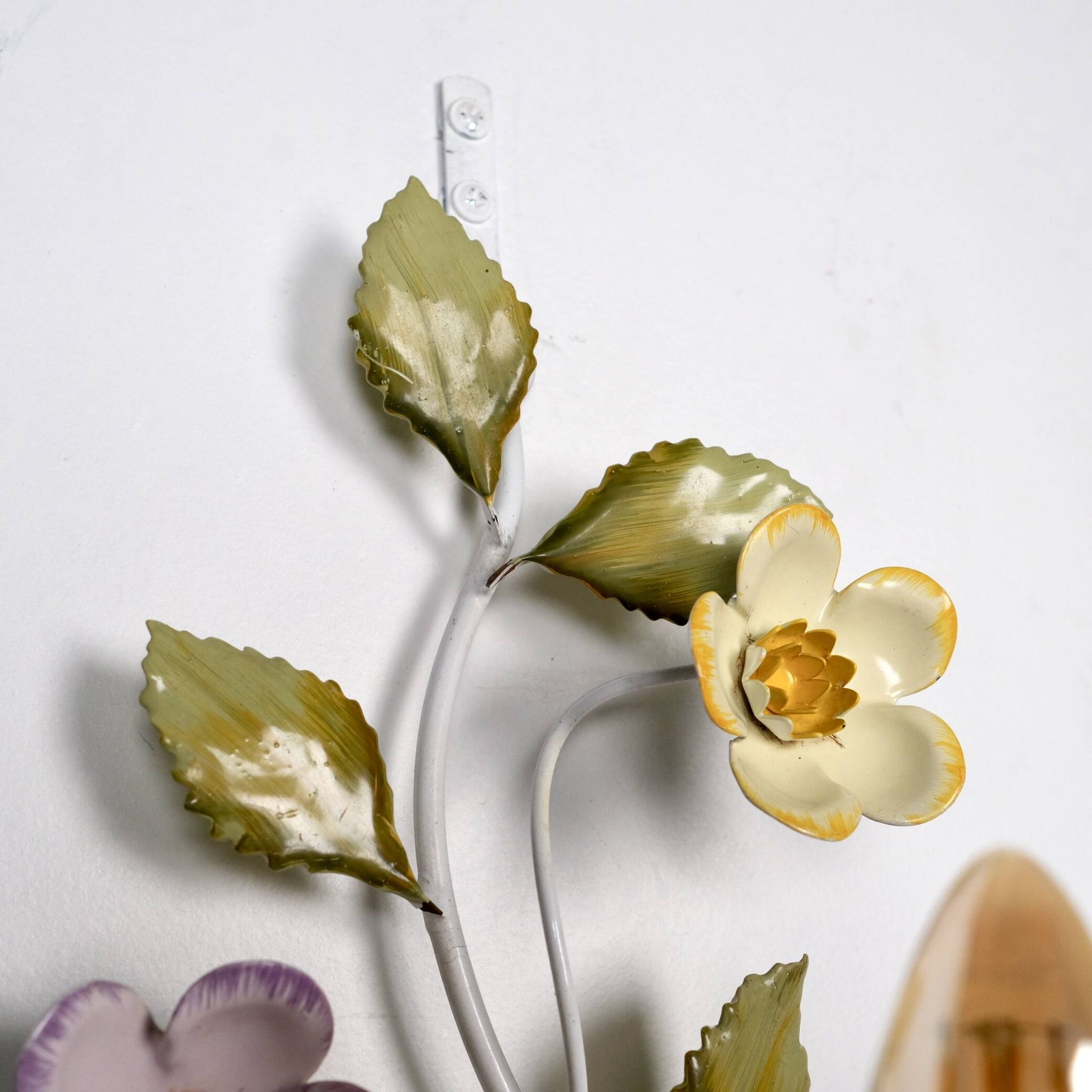 Pair of metal flower sconces, Italy, 1980s