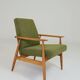 Fauteuil en tissu bouclé vert olive, 1960