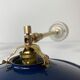 Pair of old vintage blue enamelled wall lamps