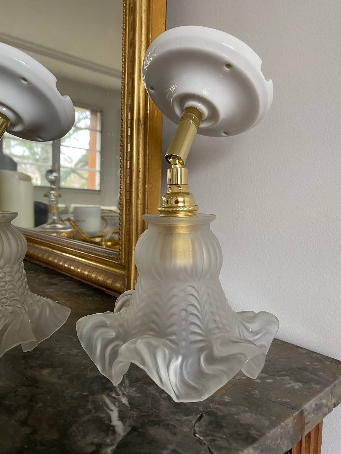 Pair of vintage tulip wall lights